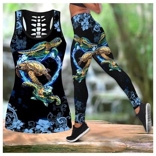 3D Digital Printed Sea Turtle Hollow Tanktop Women Sexy Vest Girls Fashion Tank tops Clothes ropa mujer Oversized Drop ship