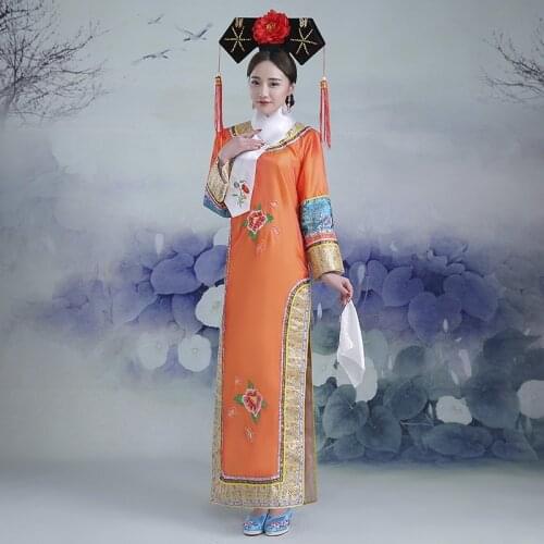 Embroidery girl Qing Dynasty Princess Costume womens Hanfu ancient court dress for cosplay stage performance