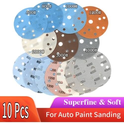 10PCS 6 Inch 15-Hole FV Superfine Film Sanding Disc Waterproof Sandpaper 600 to 5000 Grits for Wet/Dry Automotive Paint Sanding