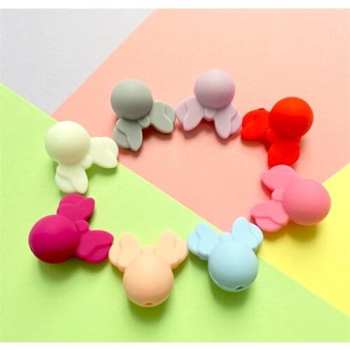10PCS Baby Cartoon Mouse Shape Beads Food Grade Beads For Necklaces BPA Free Baby Teether Nursing Toy