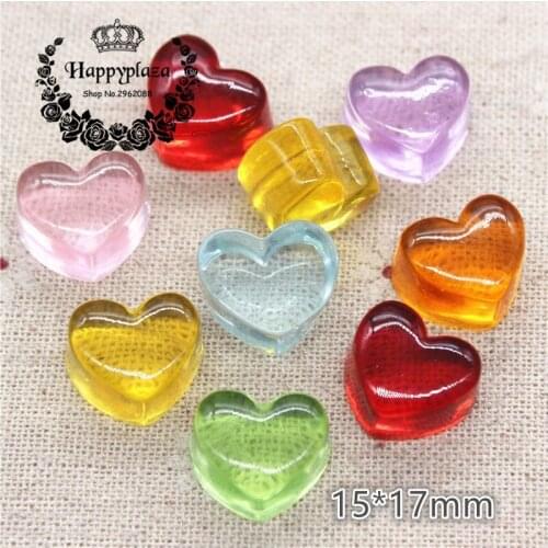 20pcs Resin Clear Heart Sweet Candy Flatback Cabochon Simulation Food Art Supply Decoration Charm Craft,15*17mm