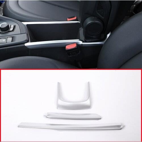 3pcs ABS matte silver For BMW X1 F48 2016 2017 2018 Car Armrest Box Decoration Strips Trim Accessories