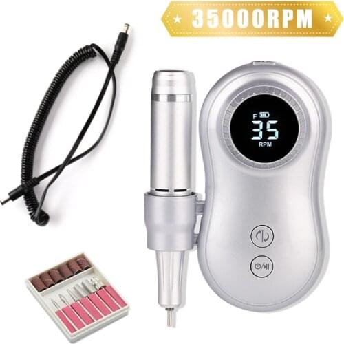 35000 RPM Nail Drill Machine Portable Rechargeable With Full LCD Display Manicure Machine Electric Nail File Nail Art Tools