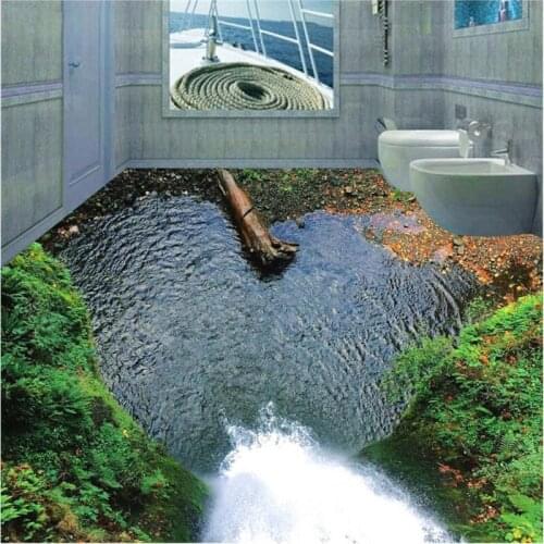 Beibehang Customized large flooring 3D underwater cliffs under the waterfall landscape wallpapers for living room papel tapiz