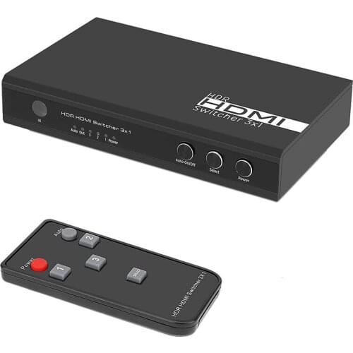3X1 4K@60Hz HDMI Switch Supports HDMI 2.0,Display Switch Box HDMI 3 Port,with Infrared Wireless Remote Control,HDCP 2.2