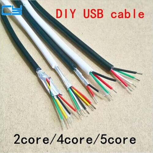 5m/10m/15/20m DIY UL2464 28 AWG 5 core cable for USB Mouse Keyboard data cable 4 conductor no shield outer diameter