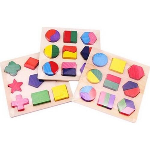 50set Wooden Geometric Shapes Sorting Math Puzzle Preschool Learning Educational Game Baby Toys