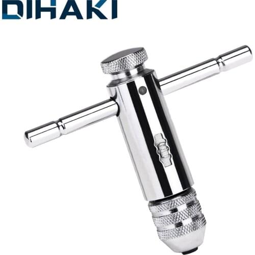 6 in 1 3-8mm T-Handle Ratchet Tap and dies Set with M3-M8 Machine Screw Thread Metric Plug Tap Adjustable Machinist Tool