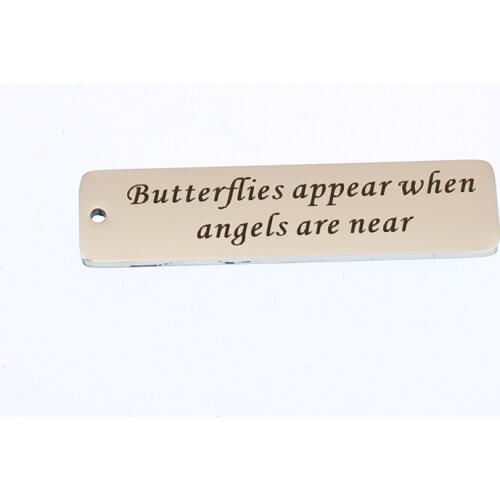 Butterflies Appear When Angels Are Near Charm Stainless Steel Memory Jewelry Gifts DIY Rectangle Pendant 10*40mm Tag 10pcs