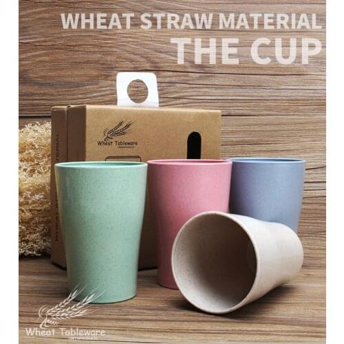 Wheat straw cup portable creative environmental protection cup simple cup set household couple cup four sets