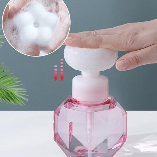 300ml Liquid Soap Dispenser Flower Shape Foam Foaming Pump Empty Bottle Plastic Clear Bottle Shower Gel Foam Pump Bottle