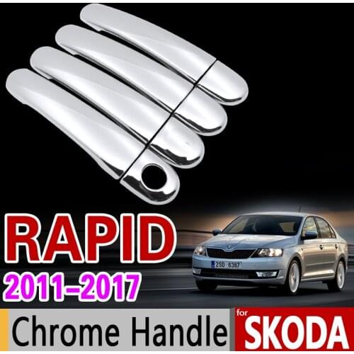 For Skoda Rapid 2011-2017 Chrome Handle Cover Trim Set Sedan Comib 2012 2013 2014 2015 2016 Car Accessories Stickers Car Styling