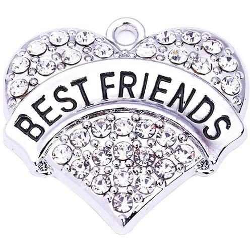 Drop Shipping New Arrival BEST FRIENDS with red/pink/blue/white crystal heart pendant