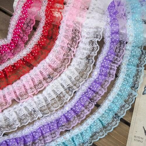 Double-layer Color Mesh Embroidery Lace Garment Accessories Diy Neckline Sleeves Skirt Hem Fabric Width 5CM Sewing Fabric
