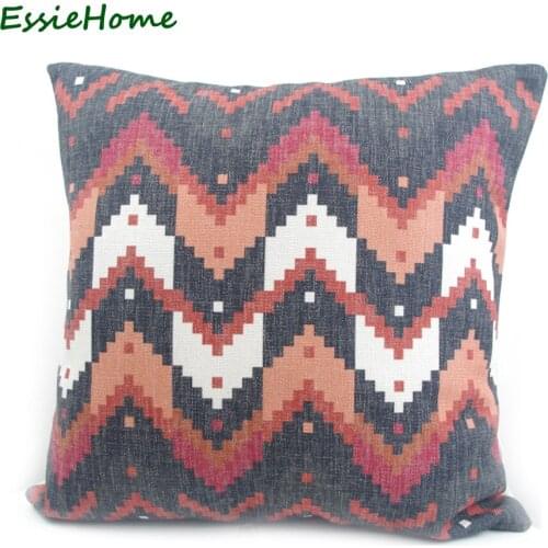 ESSIE HOME High-End Digital Print Black Turkish Ethnic Kilim Pattern Zigzag Chevron Cushion Cover Pillow Case Home Decoration T
