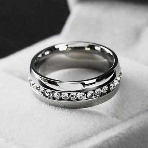 Zircon CZ Ring Stainless Steel Finger Rings Women Jewelry Wholesale Classical