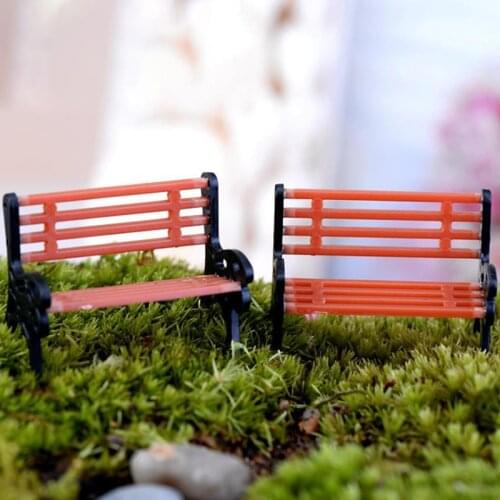 2Pcs Mini Garden Ornament Miniature Park Seat Bench Craft Fairy Dollhouse Decor Micro Home Landscape Ecology Accessories