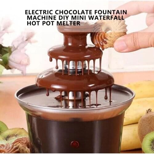 Mini Chocolate Fountain Three Layers Creative Design Chocolate Melt with Heating Fondue Machine DIY Chocolate Waterfall Hotpot