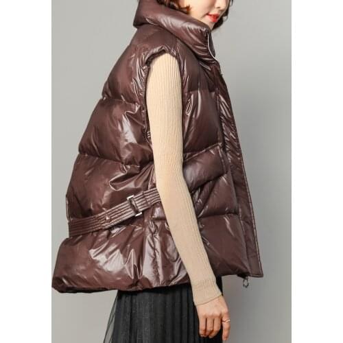 Trendy Winter Women Stand Collar Loose Short Down Vest Casual Female 90% White Duck Down Coat Ultra Light Ladies Waistcoat