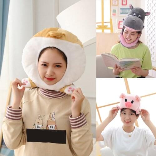 Cartoon Cute Girl Plush Hat Cap Piggy Hippo Corgi Butt Doll Headgear Costume Photo Prop Kawaii Funny Toy Kids Girls Birthday Gif