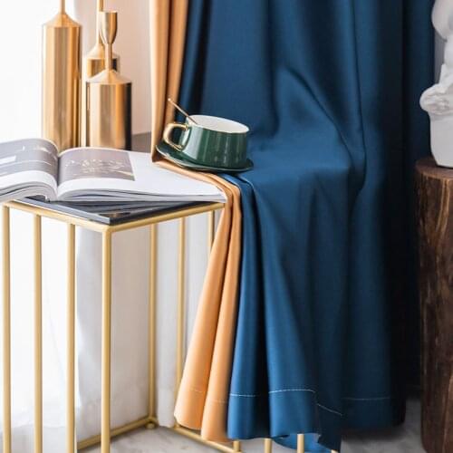 Nordic Modern Minimalist Brocade Chaise Satin Curtains for Living Room Bedroom Shading Sunscreen Satin Stitching Curtains Custom