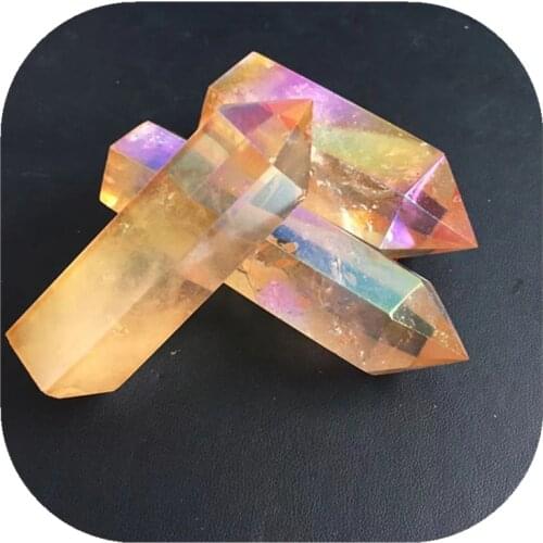 Orange Aura Crystal Wand Point New Coming Polished Gemstone Towers For Home Decoration