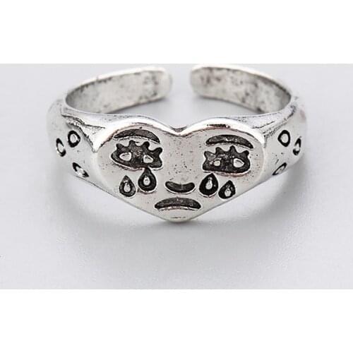 New Creative Cry Face Rings for Women Bohemian Retro Frog Ring Resizable Unisex Female Statement Rings Party Night Club Jewelry