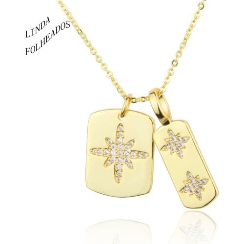 New Arrival Fashion Trendy Women Set Auger Combination Copper Pendant Golden Square Snowflakes Popular Necklace Jewelry Gifts