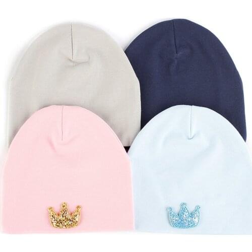 Muliticolor Cartoon Pattern Baby Girls Boys Cotton Beanies Solid Color Newborn Winter Warm Hats Crown Heart Satr Design Hats