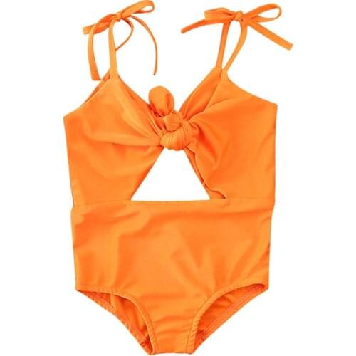 Solid Color Summer Toddler Kids Baby Girl One Piece Swimsuit Swimwear Swimming Bikini Bathing Suit Monkini 1-5Y