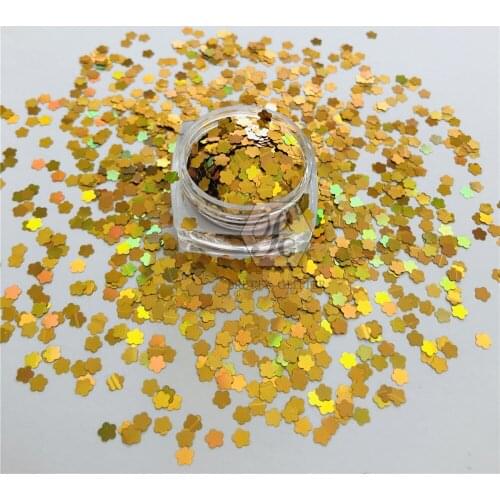 PrettyG 1 Box 12C Flower Shape 3MM Solvent Resistant Holographic Glitter Gel Nail Art Decoration Handwork DIY Accessories