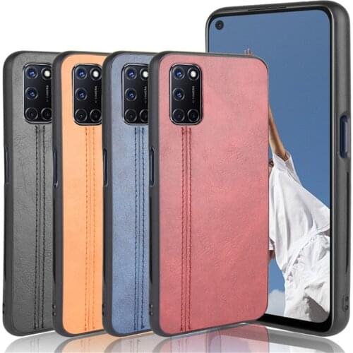 For OPPO A52 A72 A92 5G Case Luxury Calfskin PU Leather lines Hard Back Cover Shockproof Case For OPPO A 52 A 72 A 92 Phone Case