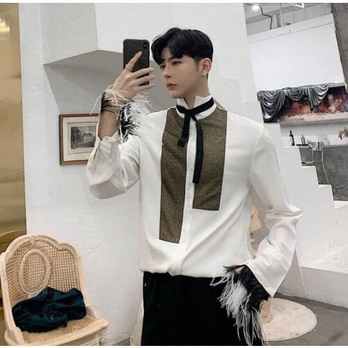 Spring summer shirt men long sleeve shirt teenage korean fashion punk Royal Palace shirt mens personality Stage outfit Cardigan