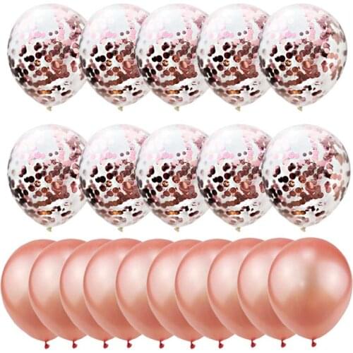 Rose Gold Balloon Birthday Wedding Baloon Confetti Rose Balloons Birthday Party Decoration Kids Adult Latex Ballon 20pcs/set