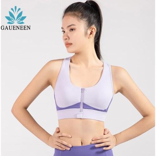 GAUENEEN Women Zipper Sports Bra Fitness Push Up Sport Top Bras for Fitness Athletic Breathable Fitness Running Gym Yoga Vest