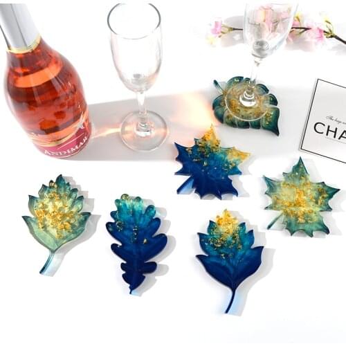TC117 Leaves Coaster Molds Silicone Stampi Resina Moldes Silicona