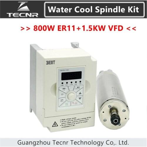 TECNR 800W Water Cooled Spindle 220V ER11 4 bearing with 1.5KW BEST Frequency Inverter