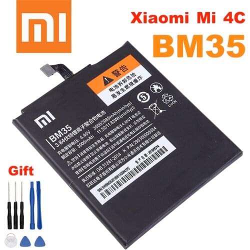 Xiao mi 100% Original BM35 3080mAh Battery For Xiaomi Mi 4C M4C Mi4C BM35 High Quality Phone Replacement Batteries
