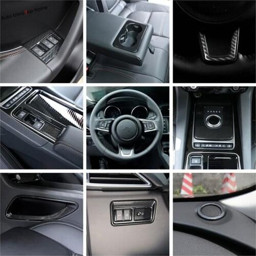 Yimaautotrims Carbon Fiber Look Interior Refit Kit Headlamp Air AC Panel / Gearbox Cover Trim For Jaguar F-Pace X761 2017 - 2020