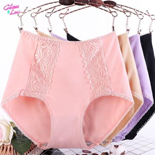 Chau Lui Womens briefs Comfortable Cotton High waist underwear Women Sexy Ultra-thin Panties Lace Briefs XXL XXXL 4XL 5XL 6XL