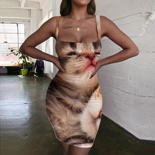 Giyu Brand Cat Dress Women Animal Sundress Love Bodycon Dress Harajuku Vestido Sexy Womens Clothing Plus Size Vintage Boho Femme