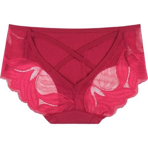 Underpants female thin belt cross hollow no trace ice silk sexy lace hip lift breathable high elastic waist 3247