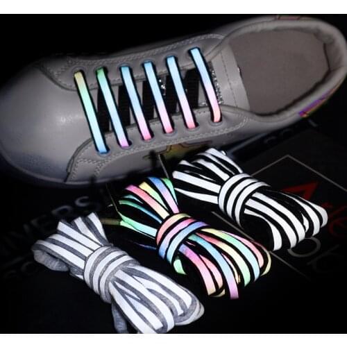 1Pair Reflective Shoelaces Laser sequin Shoelace Weave Braided bracelet Sneakers Running Shoes lace Adult children shoe strings