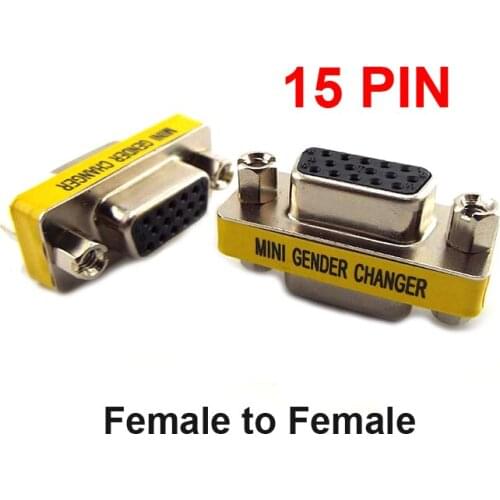 1pcs 15pin VGA / SVGA Female to Female double F to F Cable Gender Changer Adapter F/F Extender Connector Joint Serial Port