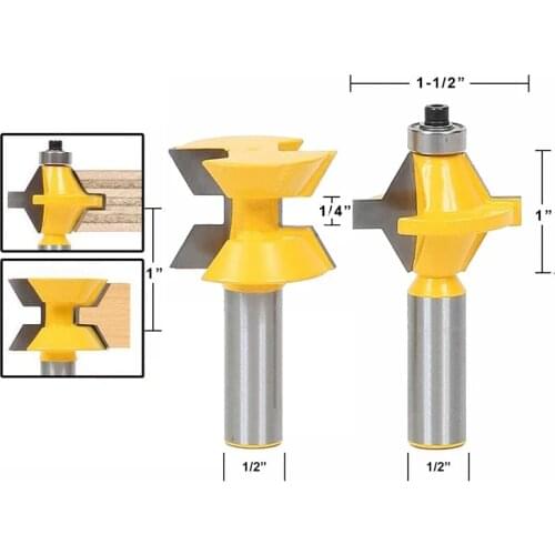 2pcs 12mm 1/2" Shank 120 Degree Tenon Router Bit Set Woodworking Groove Milling Cutter for Wood Tools Tungsten Carbide 03029