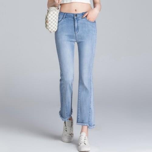 2021 Spring And Autumn Jeans Slim Slim High Waisted Casual Pants Elastic Womens Pants Micro La Capris