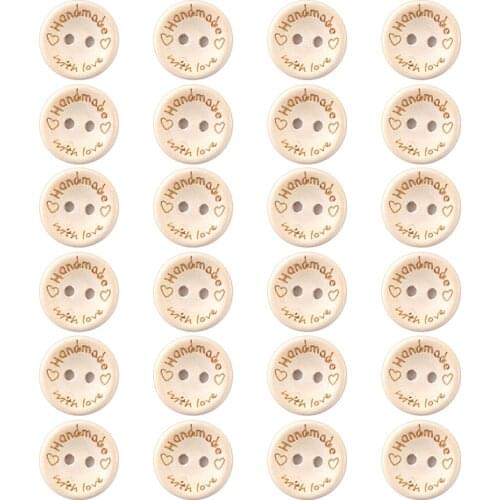 24Pcs/Bag Wooden Buttons Clothing Decoration Wedding Decor DIY Carved Handmade Love Heart Wooden Buttons Sewing Accessories