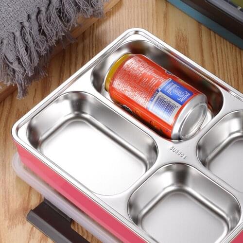 Stainless steel 304 Insulation Lunch Box Increase capacity Japanese-style Lunch box student Square With lid Partition box