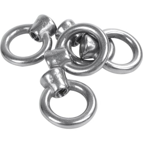 5 Pcs M6/6mm 304 Stainless Steel Lifting Eye Bolt Nut Silver