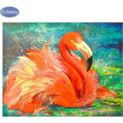Birds Diamond Painting Full Drill Flamingos Diamond Embroidery beads Cross Stitch Animals Full Square Diamond Mosaic sale decor